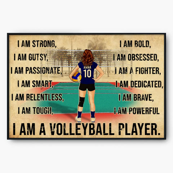 Custom Personalized Volleyball Poster, Canvas with custom Name, Number, Appearance & Landscape, Vintage Style, Sport Gifts For Daughter NTB0406B01SA