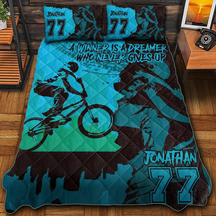 BMX Racing Name & Number Personalized Quilt Bedding Set Dbq0820B01Adp - Unitrophy