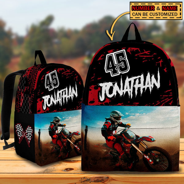 Motocross Personalized High Quality Kids Backpack, Back To School Gift Ideas Thasa0730001