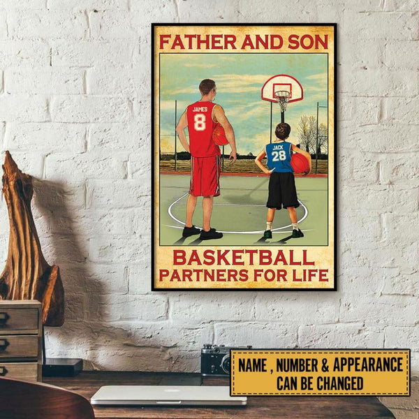 Custom Personalized Basketball Poster, Canvas with custom Name, Number, Appearance & Landscape, Vintage Style, To My Son, Gifts For Daughter NTB0304B03SA