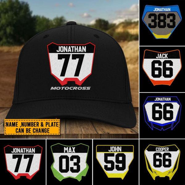 Custom Personalized Motocross Twill Cap with custom Name Number & Plate, Dirt Bike Gifts NTB0331B01DP