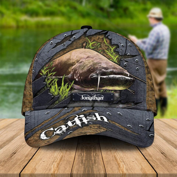 Customs Personalized Catfish Cap with custom Name, Fishing Hat Fish Scales 2 NNH0215B01SA