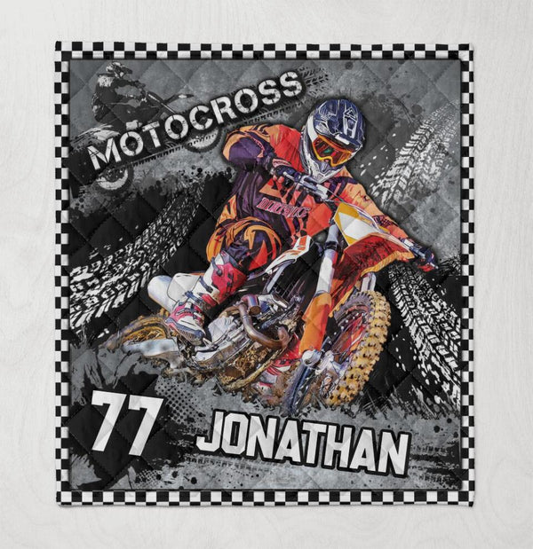 Motocross Name & Number Custom Personalized Quilt Ntb1130A01Dp