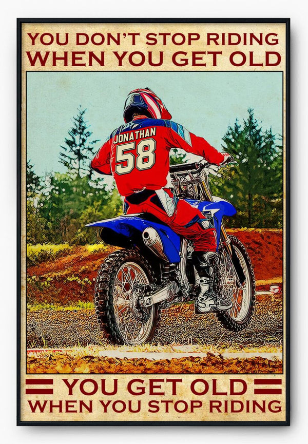 Personalized Motocross Poster, Canvas with custom Name & Number, Vintage Style, Dirt Bike Gifts NTB0129B02DP