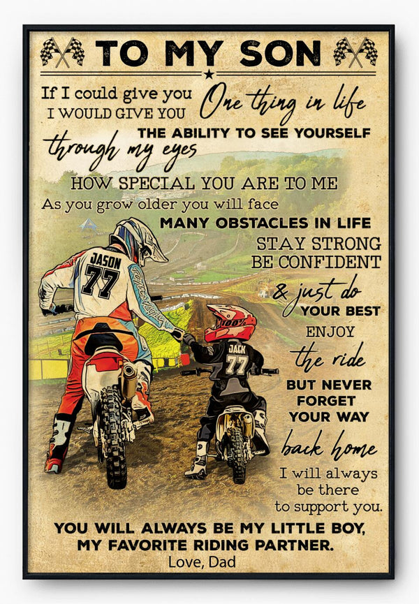 Custom Personalized Motocross Poster, Canvas with custom Name, Number, Appearance & Landscape, Vintage Style, Dirt Bike Gifts For Son NTB0412B01DP