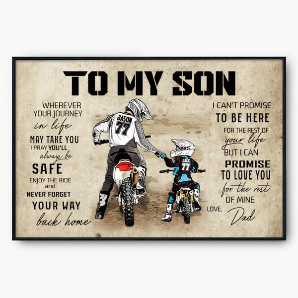 Personalized Motocross Poster, Canvas with custom Name, Number & Appearance, Vintage Style, Dirt Bike Dad And Son, Dad And Daughter Gifts - NTB0125B01DP