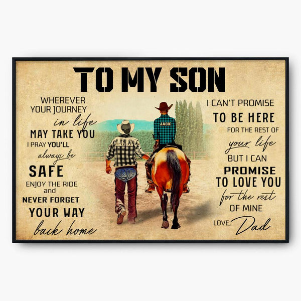 Custom Personalized Horse Poster, Canvas, Vintage Style, Poster To My Son Horse, Riding Horse Gifts For Kid, Gifts For Daughter Riding Horse With Custom Name Appearance & Landscape NTT0808B01DA