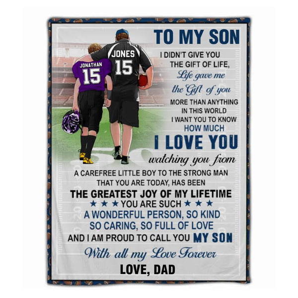 Custom Personalized Football Blanket, Gift For Football Players, Christmas Gift For Son With Custom Name, Number, Appearance & Landscape LMD1013B10DA