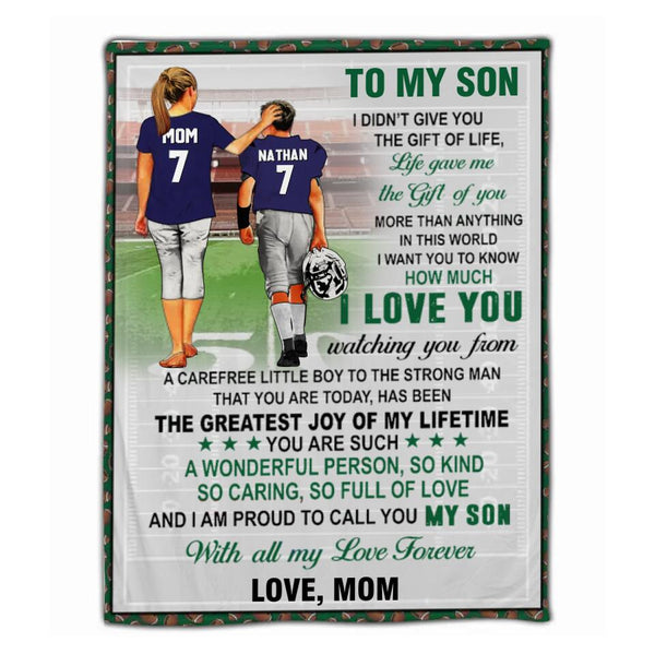 Custom Personalized Football Blanket, Gift For Football Players, Christmas Gift For Son With Custom Name, Number, Appearance & Landscape LMD1013B13DA