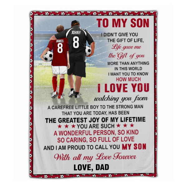 Custom Personalized Soccer Blanket, Soccer Gift, Gifts For Soccer Players, Sport Gifts For Son, Soccer Lover Gifts With Custom Name, Number, Appearance & Background LMD1013B01DA