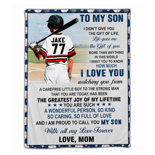 Custom Personalized Baseball Blanket, Gift For Baseball Players, Christmas Gift For Son With Custom Name, Number, Appearance & Landscape LMD1013B07DA