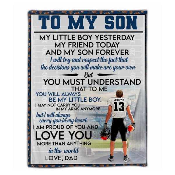 Custom Personalized Football Blanket, Gift For Football Players, Christmas Gift For Son With Custom Name, Number, Appearance & Landscape LMD1025B06DA