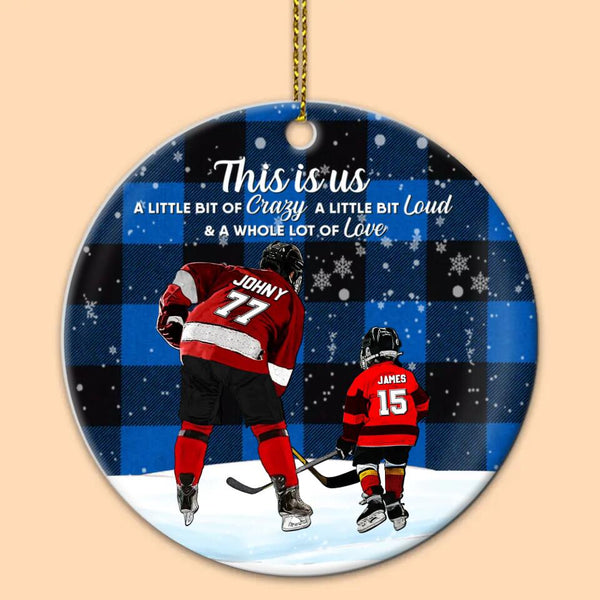 Custom Personalized Ice Hockey Ceramic Circle Ornament, Gift For Hockey Players, Christmas Gift For Son, Life Is Better With Family With Custom Name, Number, Appearance & Landscape LTL1011O14DA