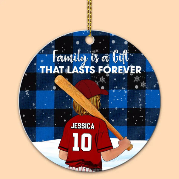 Custom Personalized Softball Aluminum Circle Ornament, Gift For Softball Players, Christmas Gift For Daughter , Life Is Better With Family With Custom Name, Number, Appearance & Landscape LTL1012O29DA