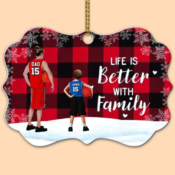Custom Personalized Basketball Aluminum Medallion Ornament, Gift For Basketball Players, Christmas Gift For Son, Life Is Better With Family With Custom Name, Number, Appearance & Landscape LTL1012O53DA