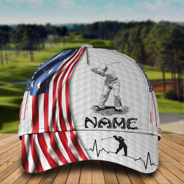 Personalized Golf Cap with custom Name, For Men, American Flag - NNH0119B26