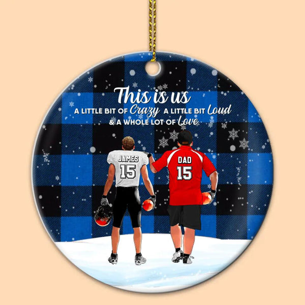Custom Personalized Football Ceramic Circle Ornament, Gift For Football Players, Christmas Gift For Son, Life Is Better With Family With Custom Name, Number, Appearance & Landscape LTL1012O65DA