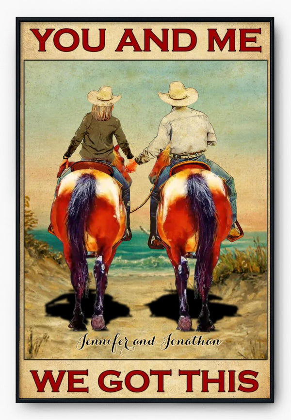 Custom Personalized Horse Poster, Canvas, Oil Paint Style, Best Gift For Horse Lover, Riding Horse Gifts For Husband, Gifts For Wife Riding Horse With Custom Name Appearance & Landscape TBN1019B02DA