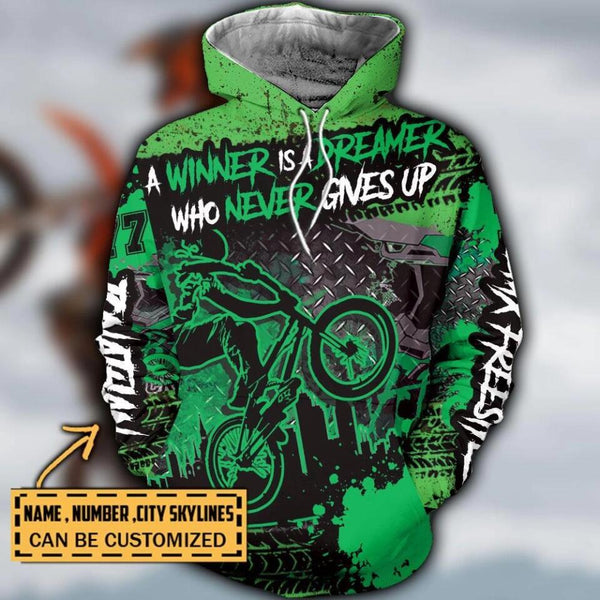 BMX Racing Name Number & City Skyline Personalized Hoodie Dbq0823A10Dp Green