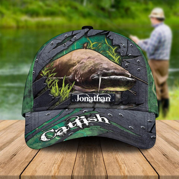 Customs Personalized Catfish Cap with custom Name, Fishing Hat Light Green NNH0215B01SA