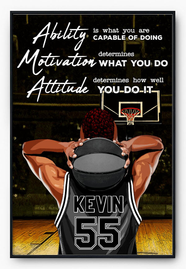Custom Personalized Basketball Poster, Canvas with custom Name, Number, Appearance & Background, Vintage Style, Sport Gifts For Son NTB0605B01SA