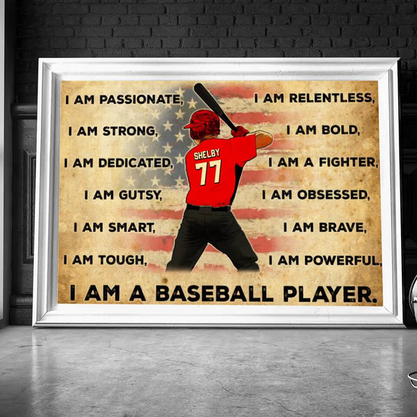 Custom Personalized Baseball Poster, Canvas, Vintage Style, Baseball Gifts, Baseball Poster, Baseball Room Decor With Custom Name, Number & Appearance LML1222B05DA