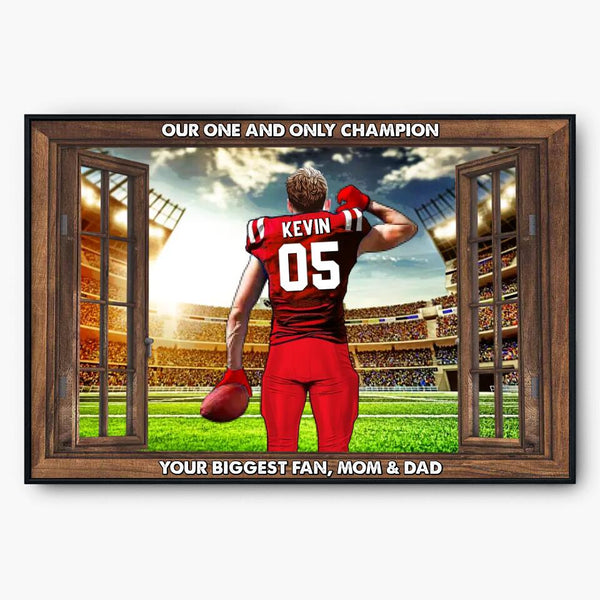 Custom Personalized Football Poster, Canvas with custom Name, Number, Appearance & Landscape,  Football Gift, Gifts For Football Players, Sport Gifts For Son, Football Lover Gifts LMD0929B03DA