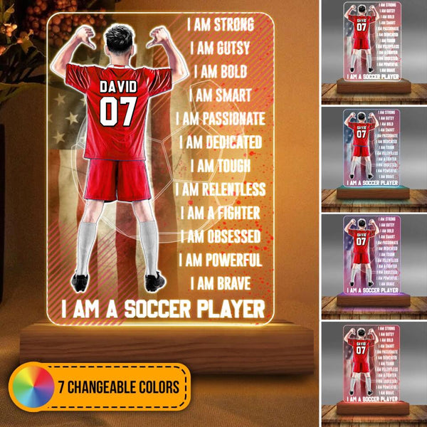 Custom Personalized Soccer Led Night Light, Soccer Gift, Gifts For Soccer Players, Sport Gifts For Son, Gifts For Goalkeepers, I Am A Goalkeeper With Custom Name, Number, Appearance & Background LMD0209C01DA