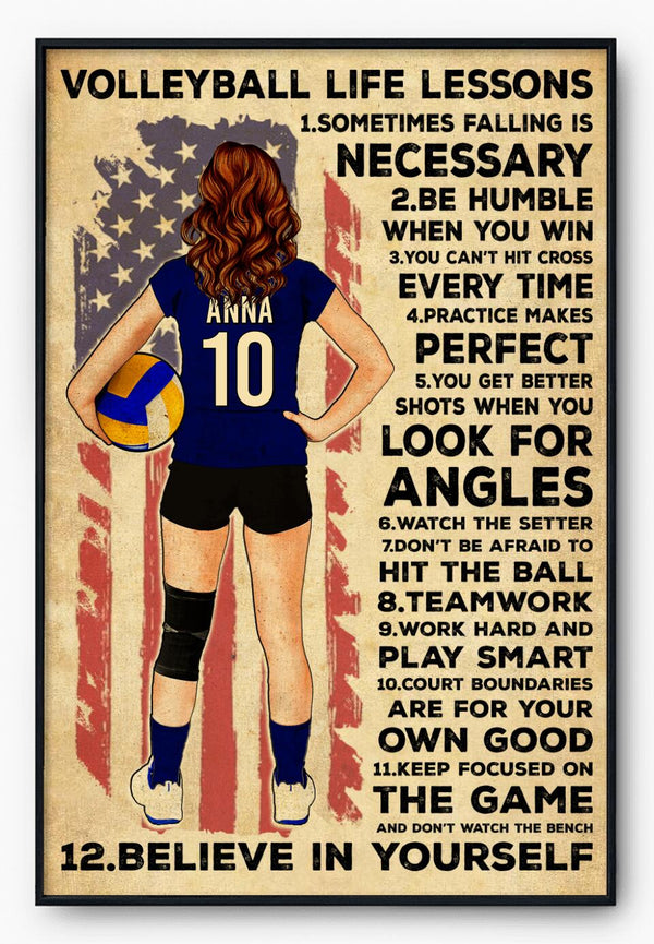 Custom Personalized Volleyball Poster, Canvas with custom Name, Number, Appearance & Background, Vintage Style, Sport Gifts For Daughter NTB0427B02DP