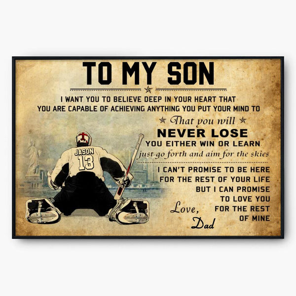 Custom Personalized Ice Hockey Poster, Canvas, Hockey Gifts, Gifts For Hockey Players, Sport Gifts For Son With Custom Name, Number, Appearance & Background LTL1118B01DA