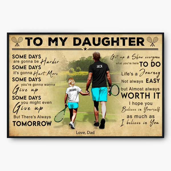Custom Personalized To My Daughter Tennis Poster, Canvas, Gifts For Daughter With Custom Name, Number, Appearance & Landscape NTB0419B04DP
