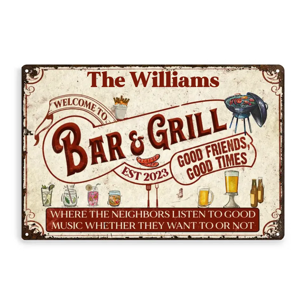 Custom Personalized Bbq Bar & Grill Metal Sign, Bbq Metal Sign, Gifts For Bbq Lovers To Decoration LTT0614C01HV