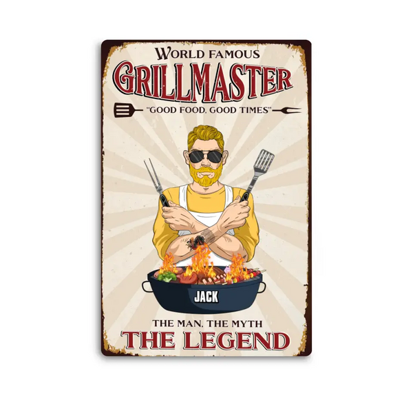 Custom Personalized Bbq Grillmaster The Legend Decor Classic Metal Sign, Bbq Metal Sign, Gifts For Bbq Lovers To Decoration LTT0613C01DP