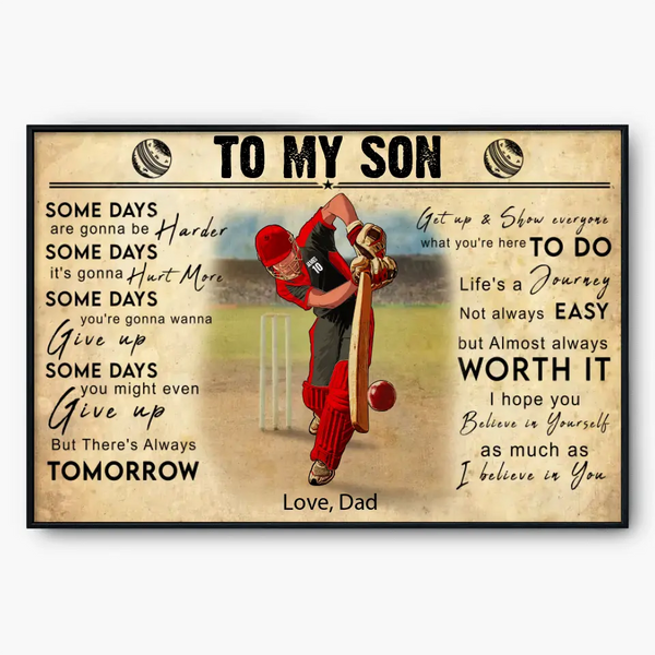 Custom Personalized To My Son Cricket Poster, Canvas, Gifts For Son, Cricket Gifts, Gifts For Cricket Players HTL0627C02HV