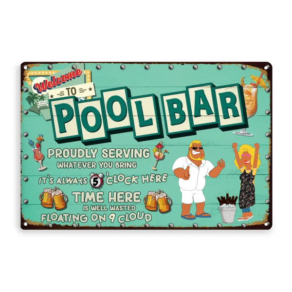 Custom Personalized Pool Bar Enjoy Party Decor Classic Metal Sign, Home Decor Metal Sign, Gifts For Pool Lovers To Decoration LTT0629C01DP