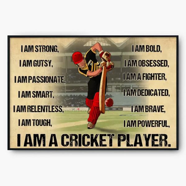 I Am A Cricket Player, Cricket Poster, Canvas With Custom Name, Cricket Gift, Gifts For Cricket Players HTL07003C01HV