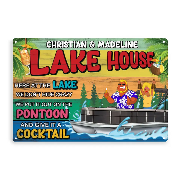 Custom Personalized Lake House Pontoon Decor Classic Metal Sign, Home Decor Metal Sign, Gifts For Lake House Owner to Decoration LTT0701C01DP