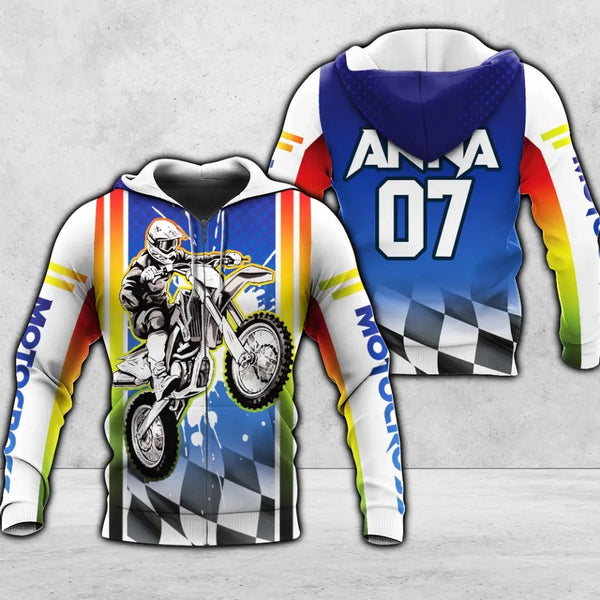 Custom Personalized Motocross Zip Hoodies Citrus Fusion, Gift For Racer,Gift For Dirt Bike Racer, Gift For Team Men Women, Multicolor DPT1109C04DP