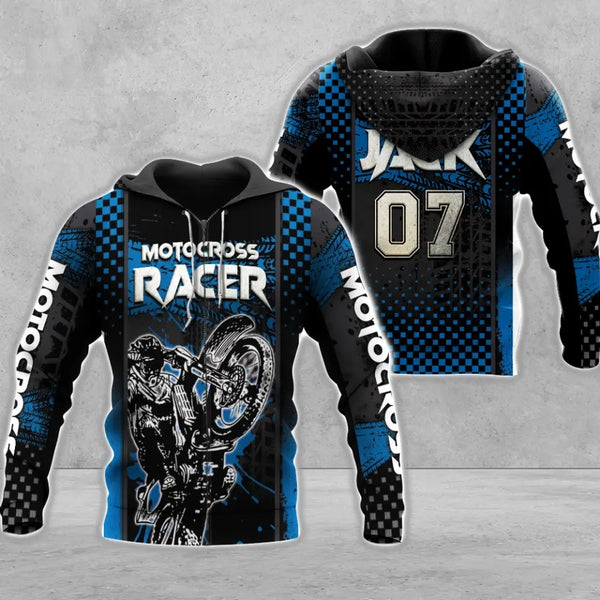Custom Personalized Motocross Zip Hoodies, Gift For Racer,Gift For Dirt Bike Racer, Gift For Team Men Women, Multicolor DPT1109C05DP