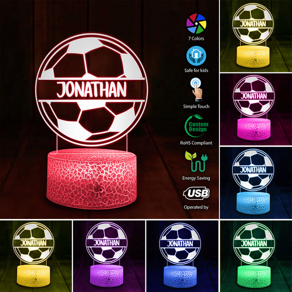 Custom Personalized Soccer 3D Led Light with custom Name, Sport Gifts For Son, Daughter NTB0325B03SA