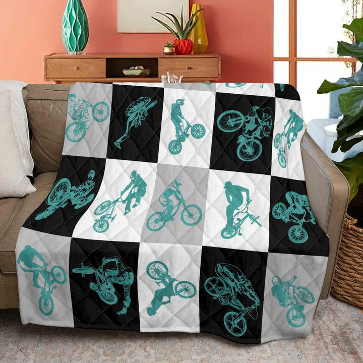 BMX  Freestyle Green  Quilt Bedding Set - Unitrophy