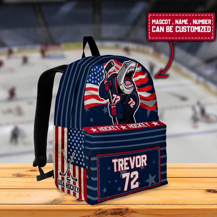 Ice Hockey USA Mascot Name Number Personalized Backpack Thedp0819001 - Unitrophy
