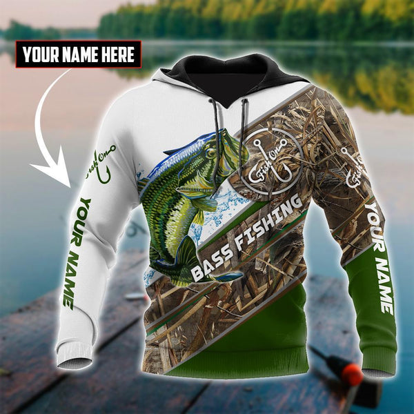 Personalized Bass Fishing camo 3D print shirts - DBQ65452453