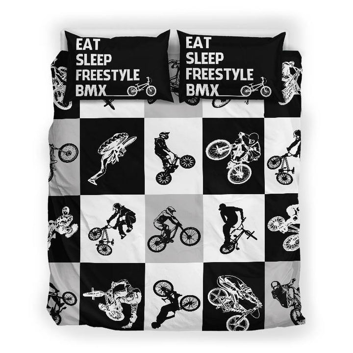BMX  Freestyle Black  Quilt Bedding Set - Unitrophy