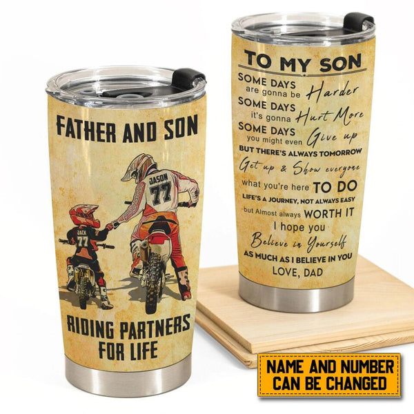 Personalized Motocross Tumbler with custom Name, Number & Appearance, Vintage Style, To My Son, Gifts For Daughter NTB0226B01SA