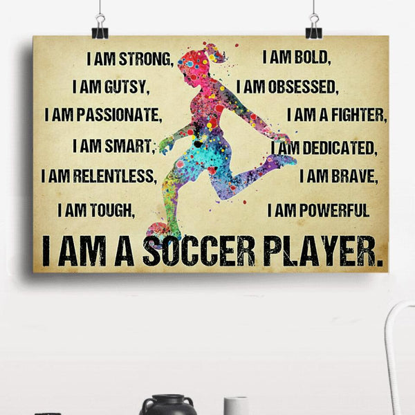 I am a Soccer Player Poster, Canvas Vintage Style Gifts NTB0311B10CL