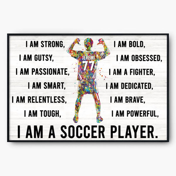 Custom Personalized Soccer Poster, Canvas with custom Name & Number, Football Gifts To Son NTB0331B02DP