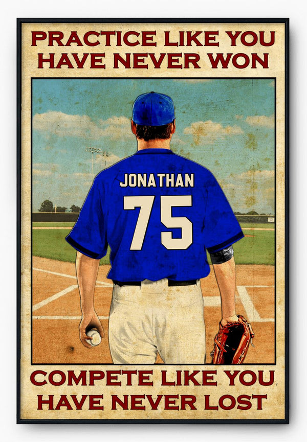 Custom Personalized Baseball Poster, Canvas with custom Name, Number, Appearance & Background, Vintage Style, Sport Gifts For Son, Baseball Poster, Baseball Room Decor, Baseball Wall Decor, Baseball Poster Ideas NTB0328B02DP
