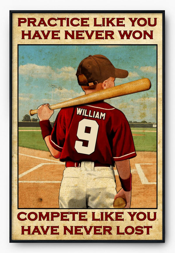 Custom Personalized Baseball Poster, Canvas with custom Name, Number, Appearance & Background, Vintage Style, Sport Gifts For Son, Baseball Poster, Baseball Room Decor, Baseball Wall Decor, Baseball Poster Ideas NTB0304B01DP