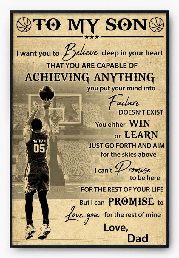 Custom Personalized Basketball Poster, Canvas, Vintage Style, Sport Gifts For Son, Gifts For Basketball Son, Basketball Lover Gifts, Personalized Basketball Gifts, Gift For A Basketball Player With Custom Name & Number LMD0615B02SA